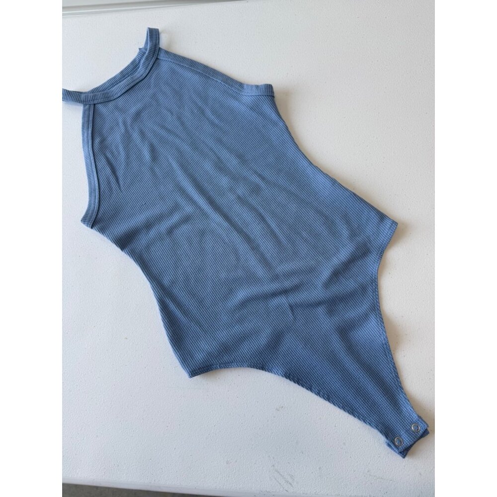 American Eagle Ribbed Knit Bodysuit, Medium, Light Blue